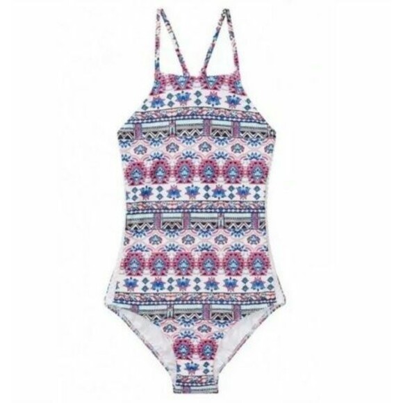 NWT Seafolly Kids Aztec Folk Tank SwimsuitGirl's8 Multi Print